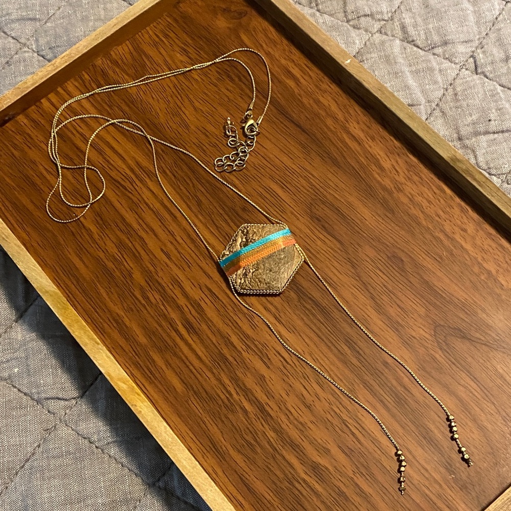 Gold and Turquoise Pendant Necklace